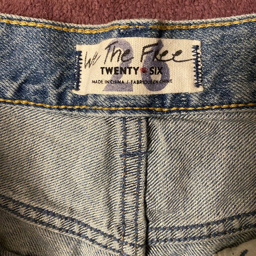 Free People Button Fly Light Blue Distressed Jean Shorts - Picture 6 of 7